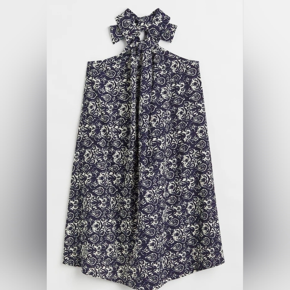 H&M NWT Navy and White Asymmetrical Dress